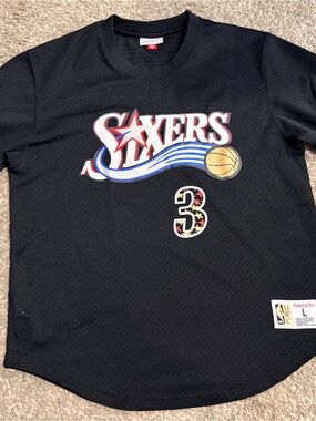 Mitchell & Ness Black Crew Neck Jersey Tag Detail Allen Iverson